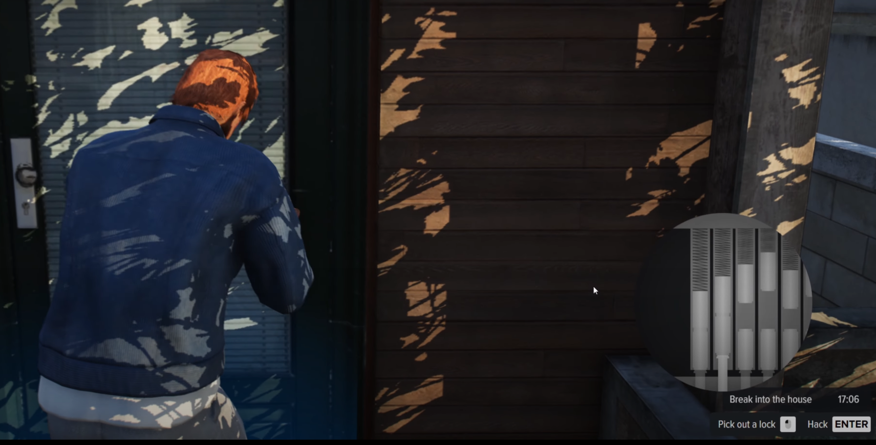 Minigra lockpick przy drzwiach